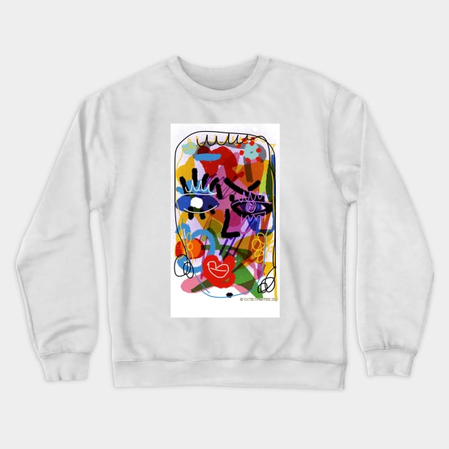 Digital Drawing "FACE" Crewneck Sweatshirt by Kater